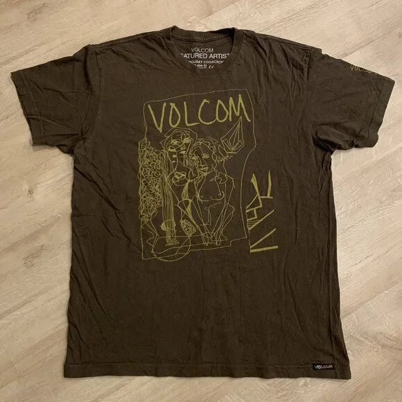Y2K Volcom Featured Artist 2006 Holiday Collection Brown T-Shirt Men's XL Skater - Picture 1 of 8